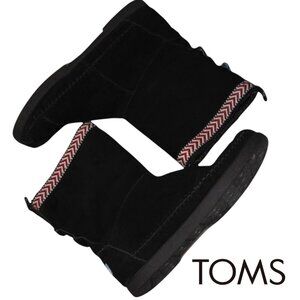 Toms 10 Black Genuine Suede Leather Boots Booties